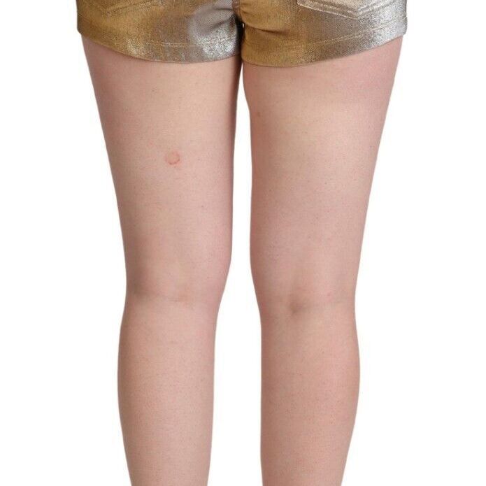 Dolce & Gabbana Metallic Gold Cotton Mid Waist Hot Pants Shorts