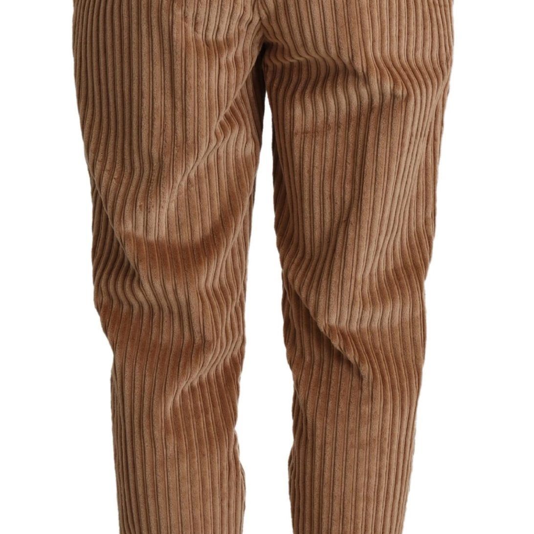 Dolce & Gabbana Brown Corduroy Cotton Trouser Tapered Pants