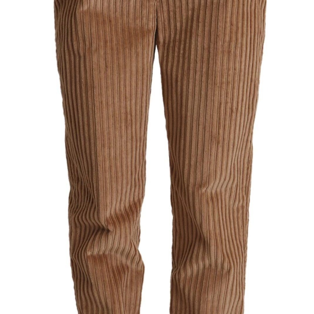 Dolce & Gabbana Brown Corduroy Cotton Trouser Tapered Pants