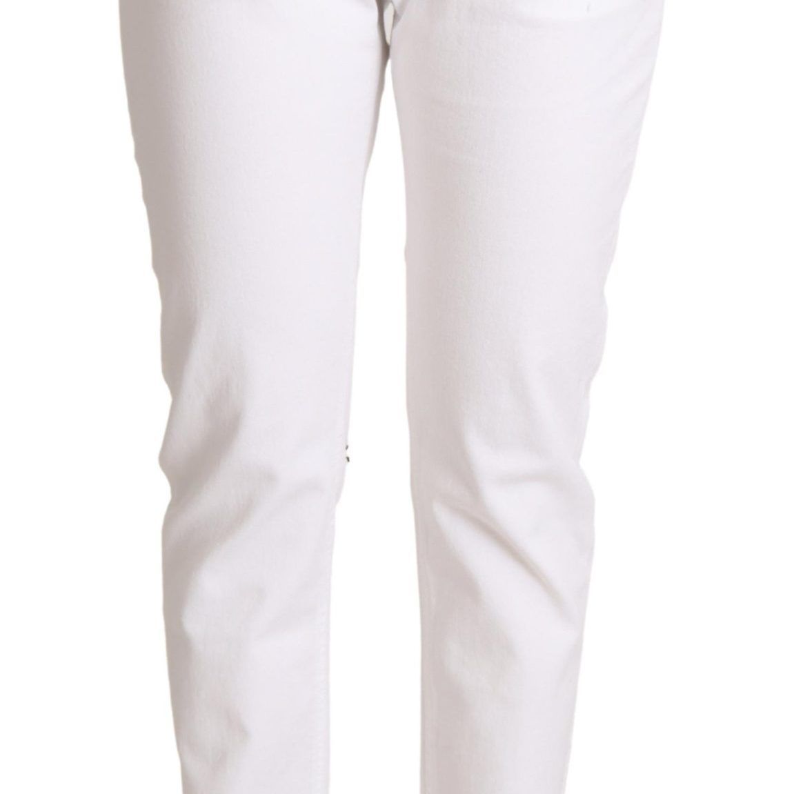 Dolce & Gabbana White Cotton Mid Waist Denim Tapered Jeans