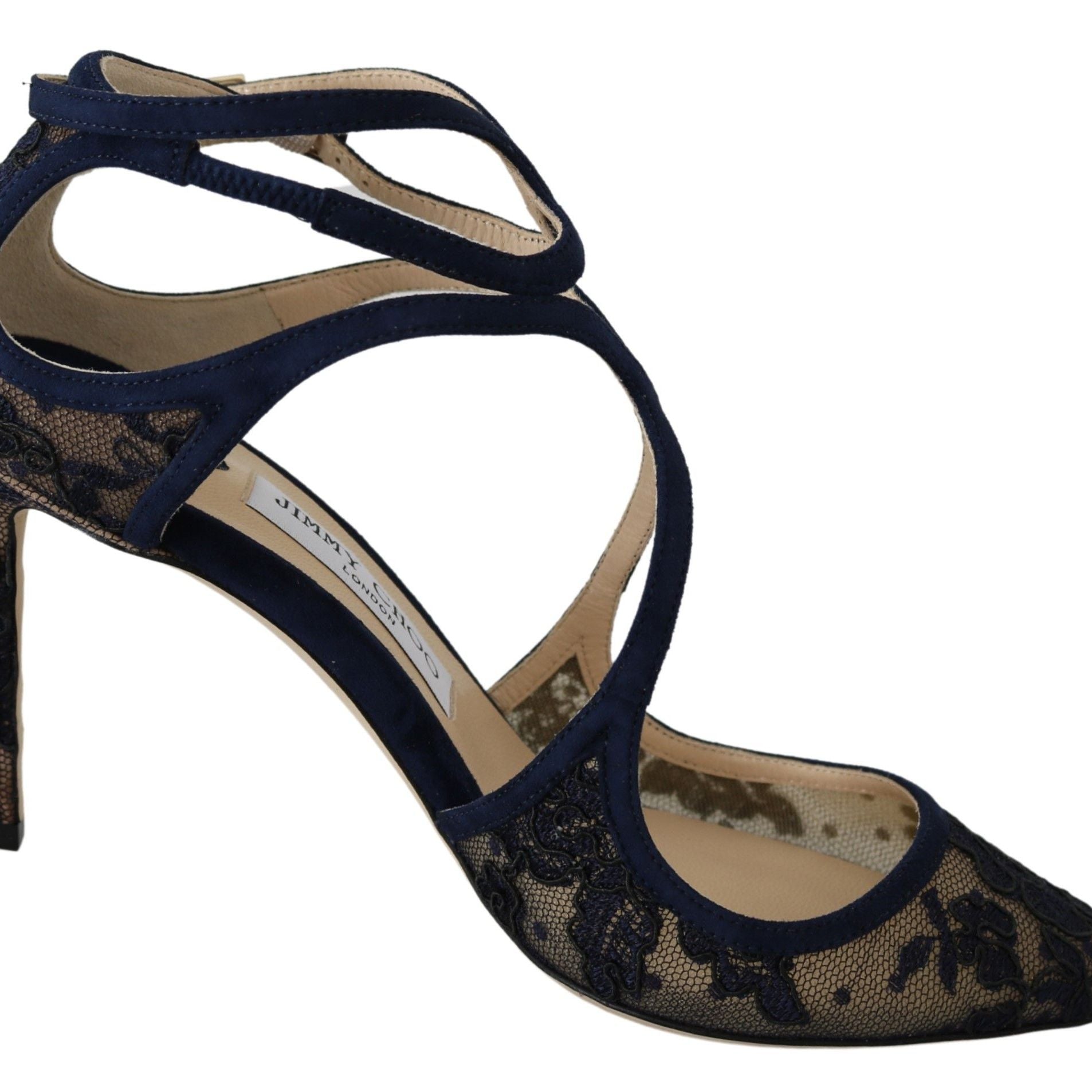 Jimmy Choo Navy Blue Lancer 85 Sandals Pumps