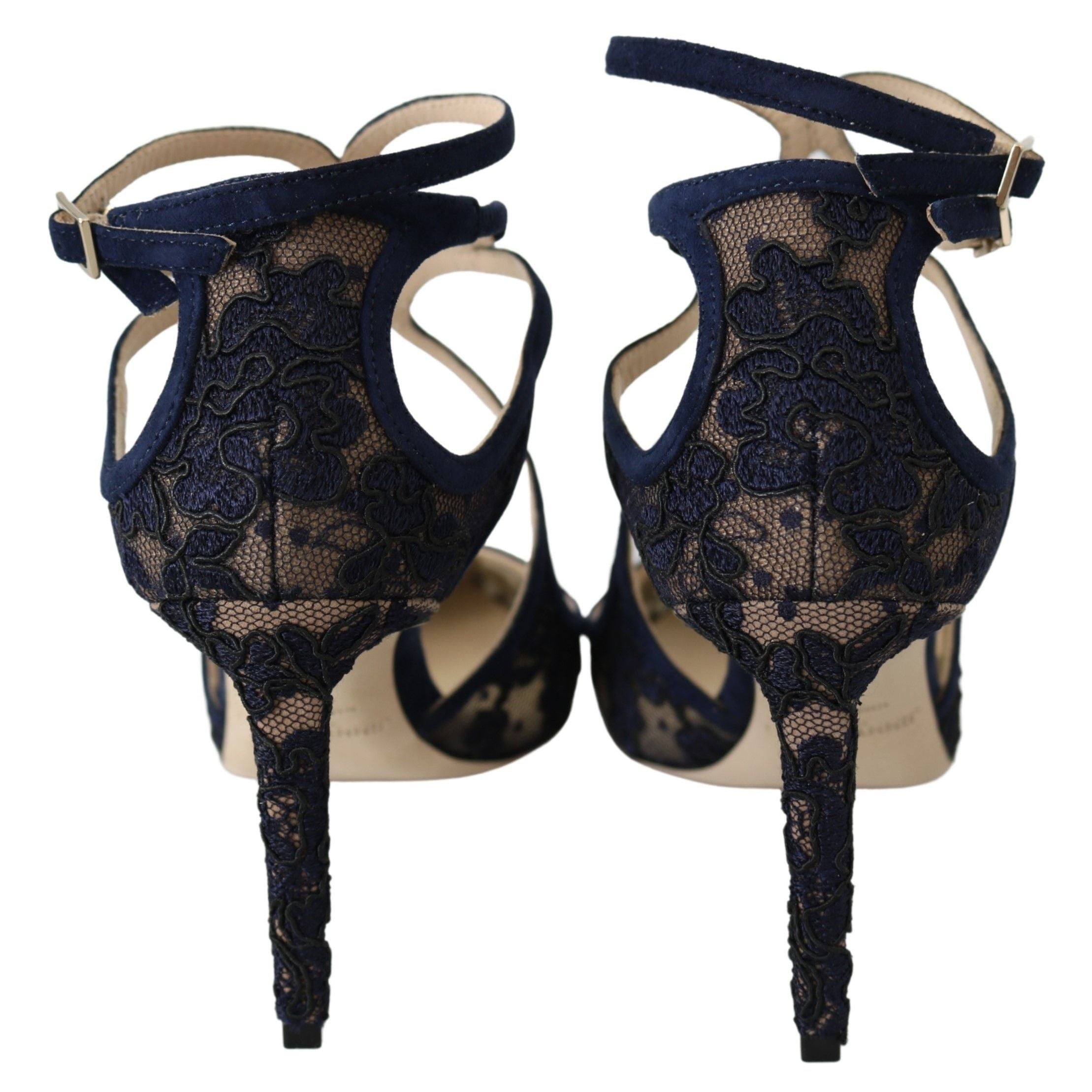 Jimmy Choo Navy Blue Lancer 85 Sandals Pumps