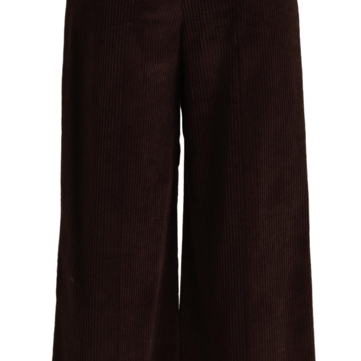 Dolce & Gabbana Brown Cotton High Waist Trouser Wide Leg Pants