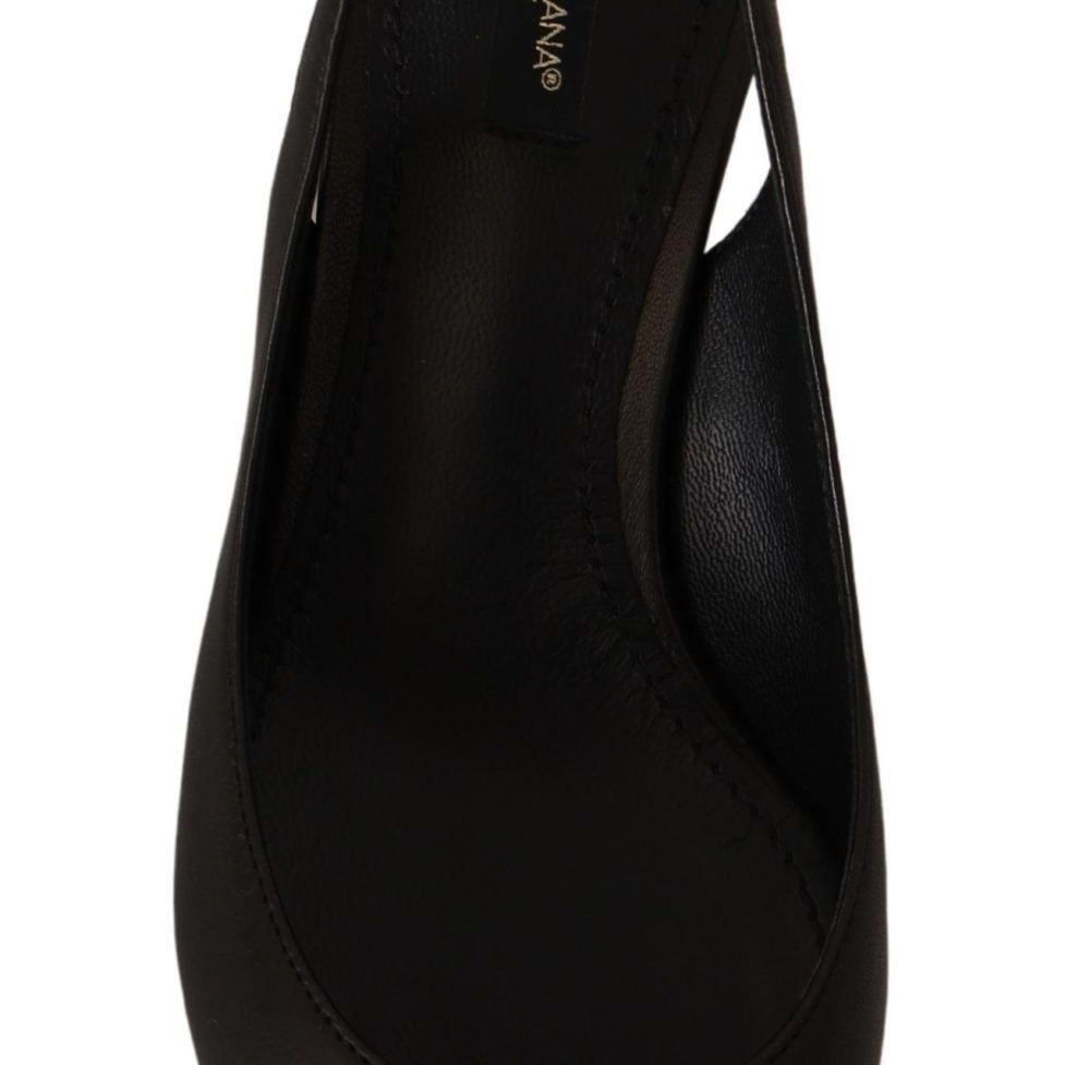 Dolce & Gabbana Black Leather Slingbacks Heels Pumps Shoes