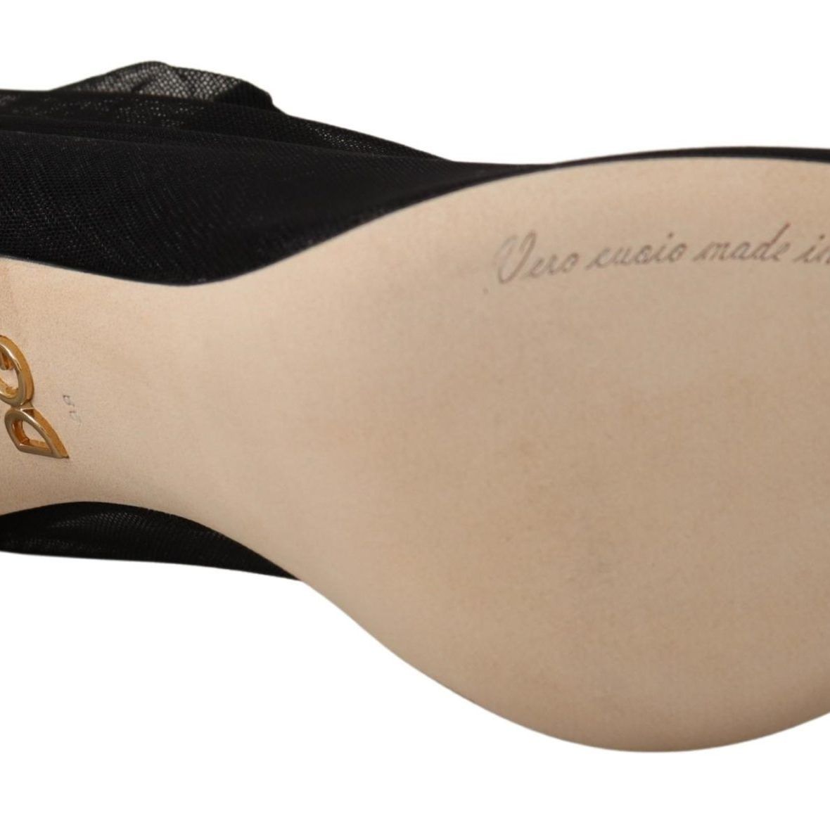 Dolce & Gabbana Black Stretch Tulle Stretch Boots Shoes