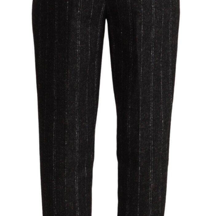 Dolce & Gabbana Black Striped High Waist Tapered Pants
