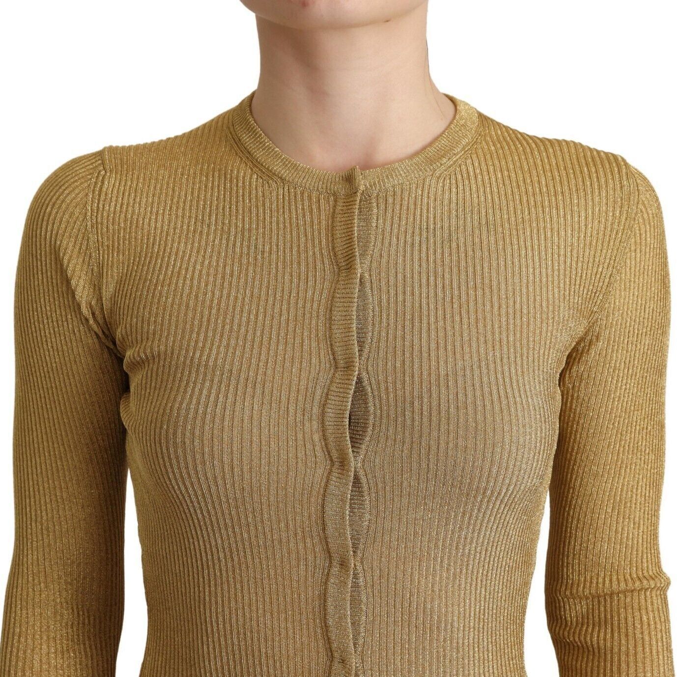 Dolce & Gabbana Gold Viscose Blend Buttons Cardigan Sweater