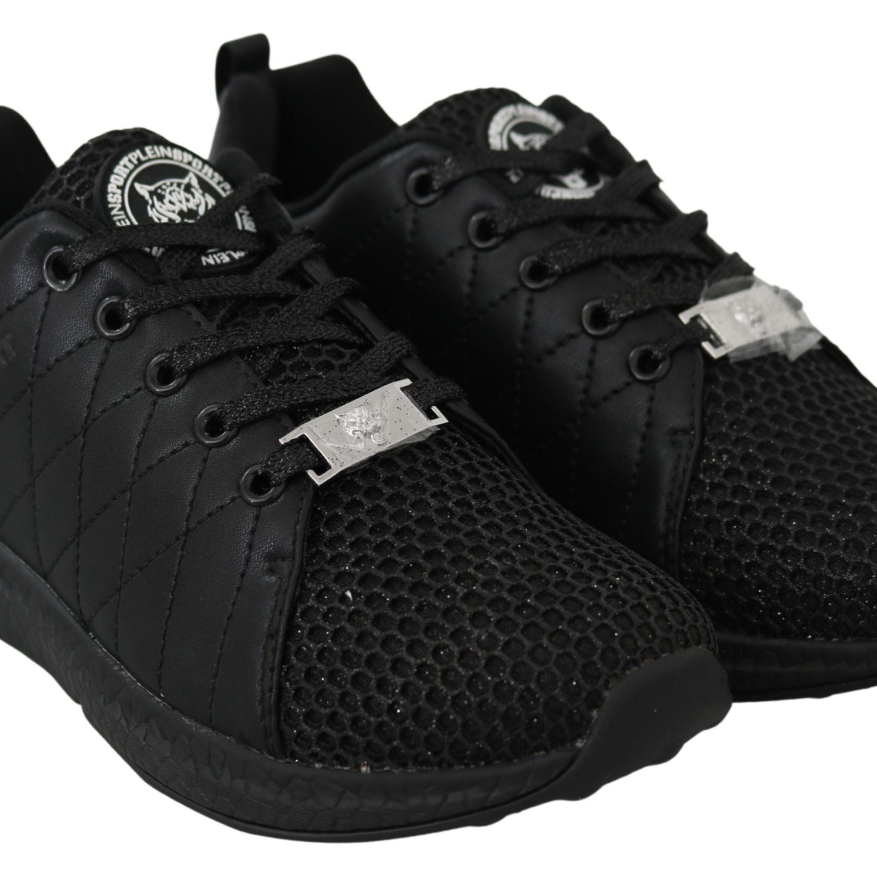 Plein Sport Black Polyester Runner Gisella Sneakers Shoes