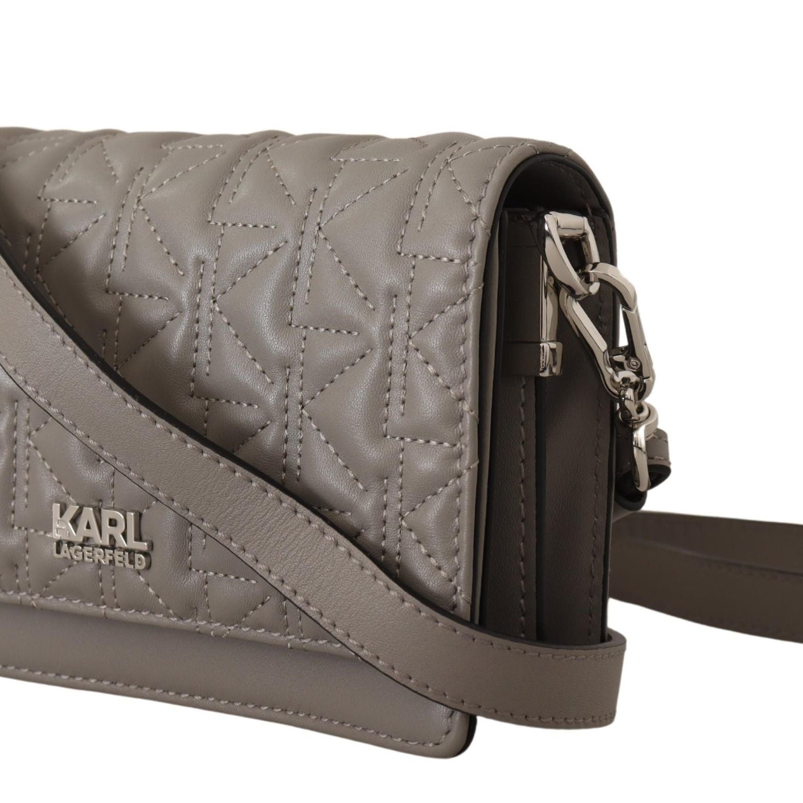 Karl Lagerfeld Light Grey Leather Crossbody Bag