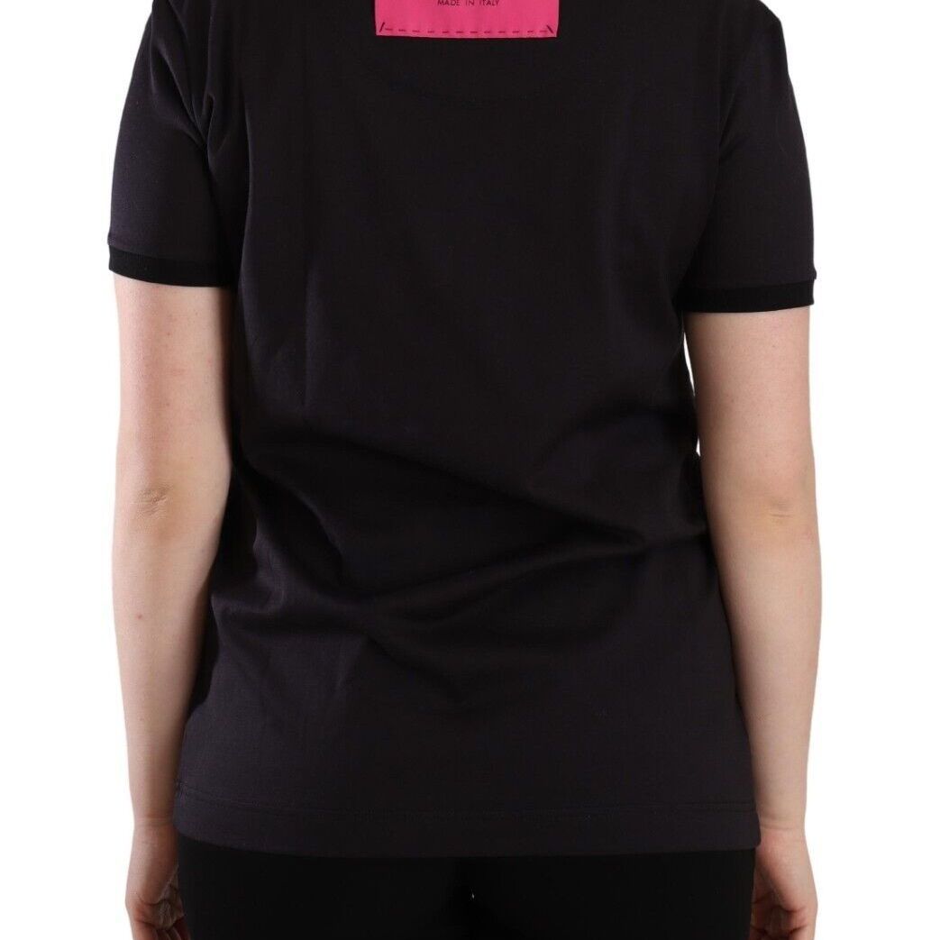 Dolce & Gabbana Black Logo Print Cotton Crew Neck Tee T-shirt