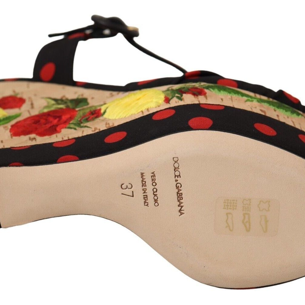 Dolce & Gabbana Multicolor Platform Wedges Sandals Charmeuse Shoes