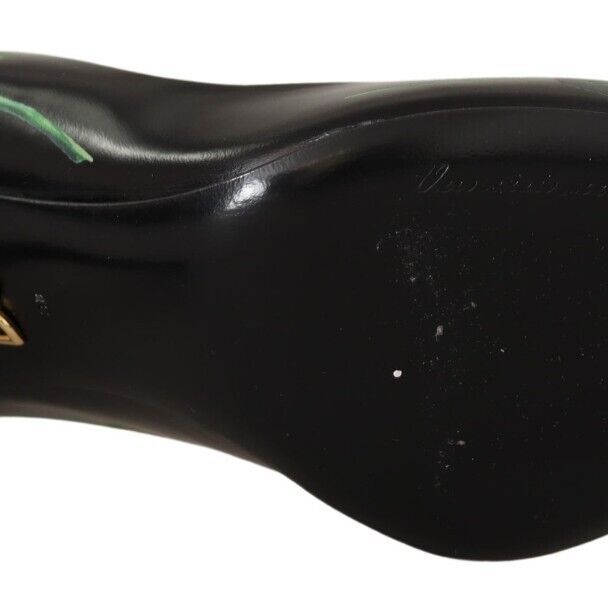 Dolce & Gabbana Black Leather Roses High Heels Pumps Shoes