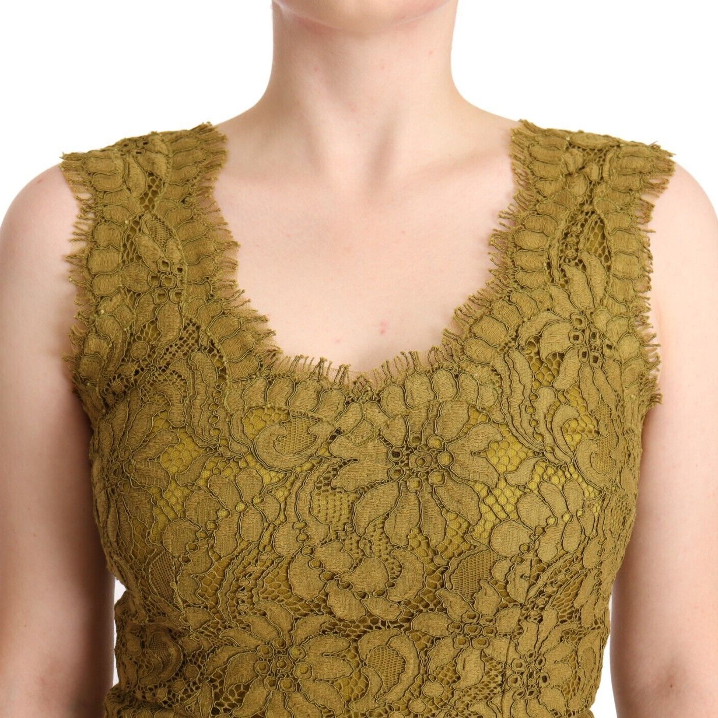 Dolce & Gabbana Brown Floral Lace Maxi Floor Length Dress