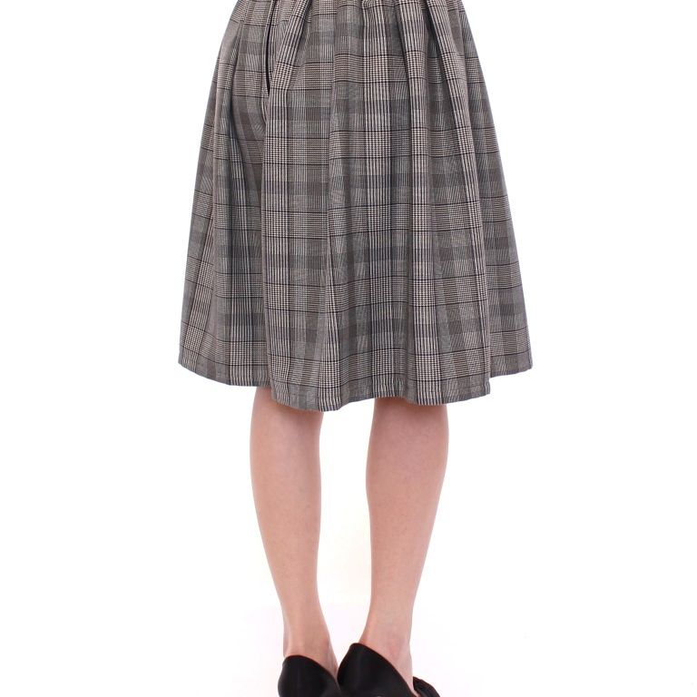 NOEMI ALEMÁN Gray Checkered Wool Shorts Skirt