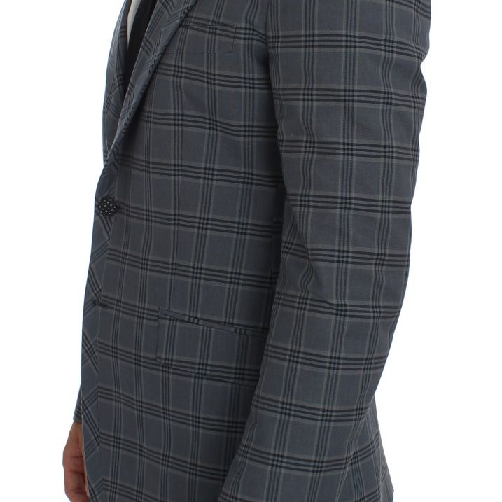 Dolce & Gabbana Blue Checkered Slim Fit Blazer Jacket