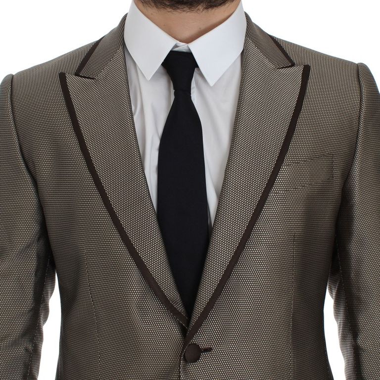 Dolce & Gabbana Brown Slim Fit Silk Two Button Blazer