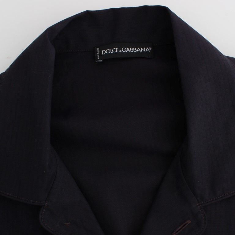 Dolce & Gabbana Purple Striped Cotton Pajama Lounge Shirt
