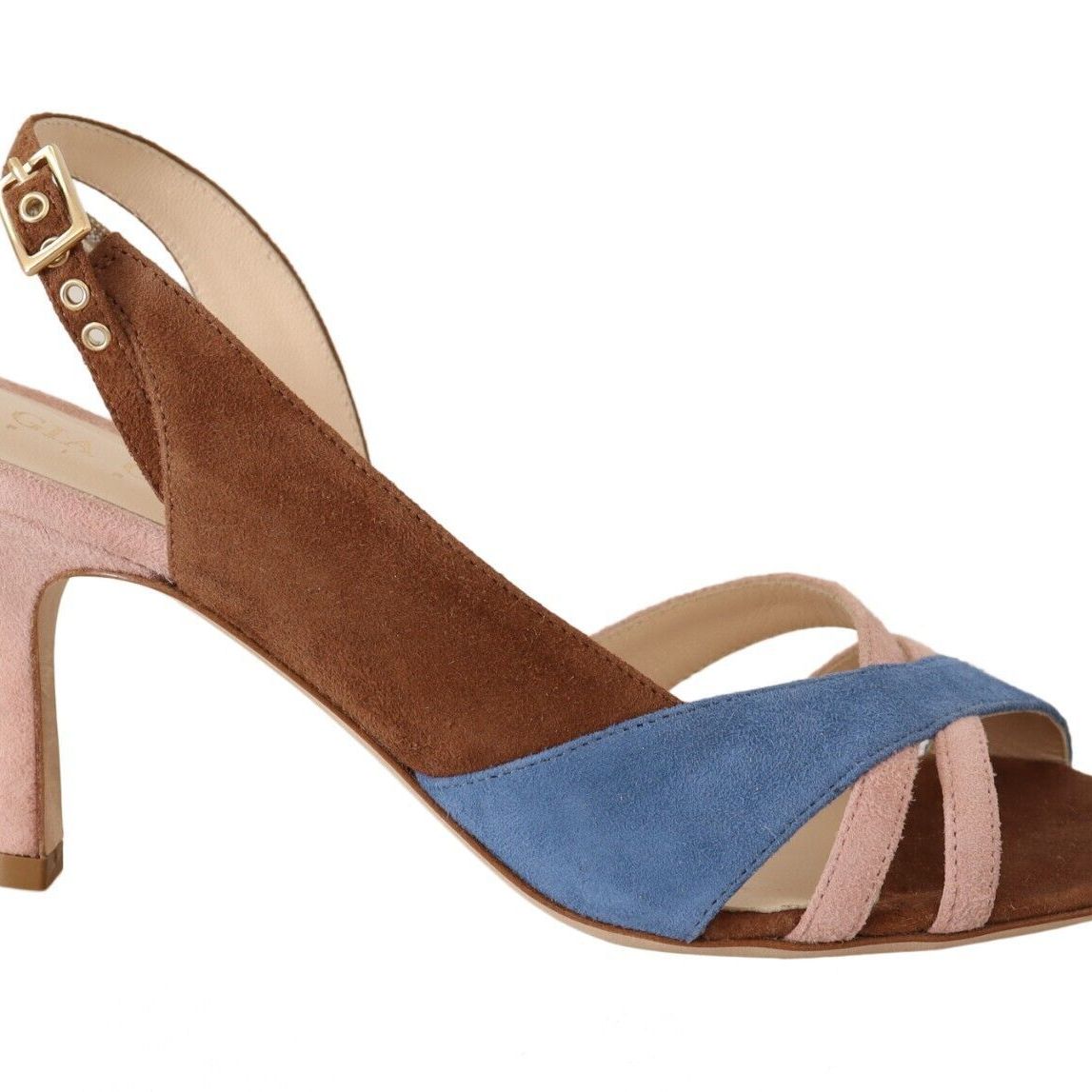 GIA COUTURE Multicolor Suede Leather Slingback Heels Sandals Shoes