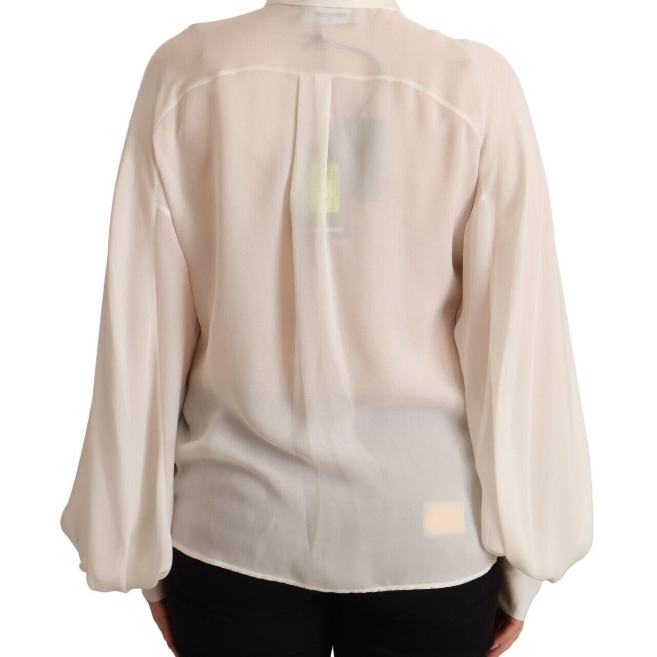 Dsquared² Off White Silk Long Sleeves Collared Blouse Top