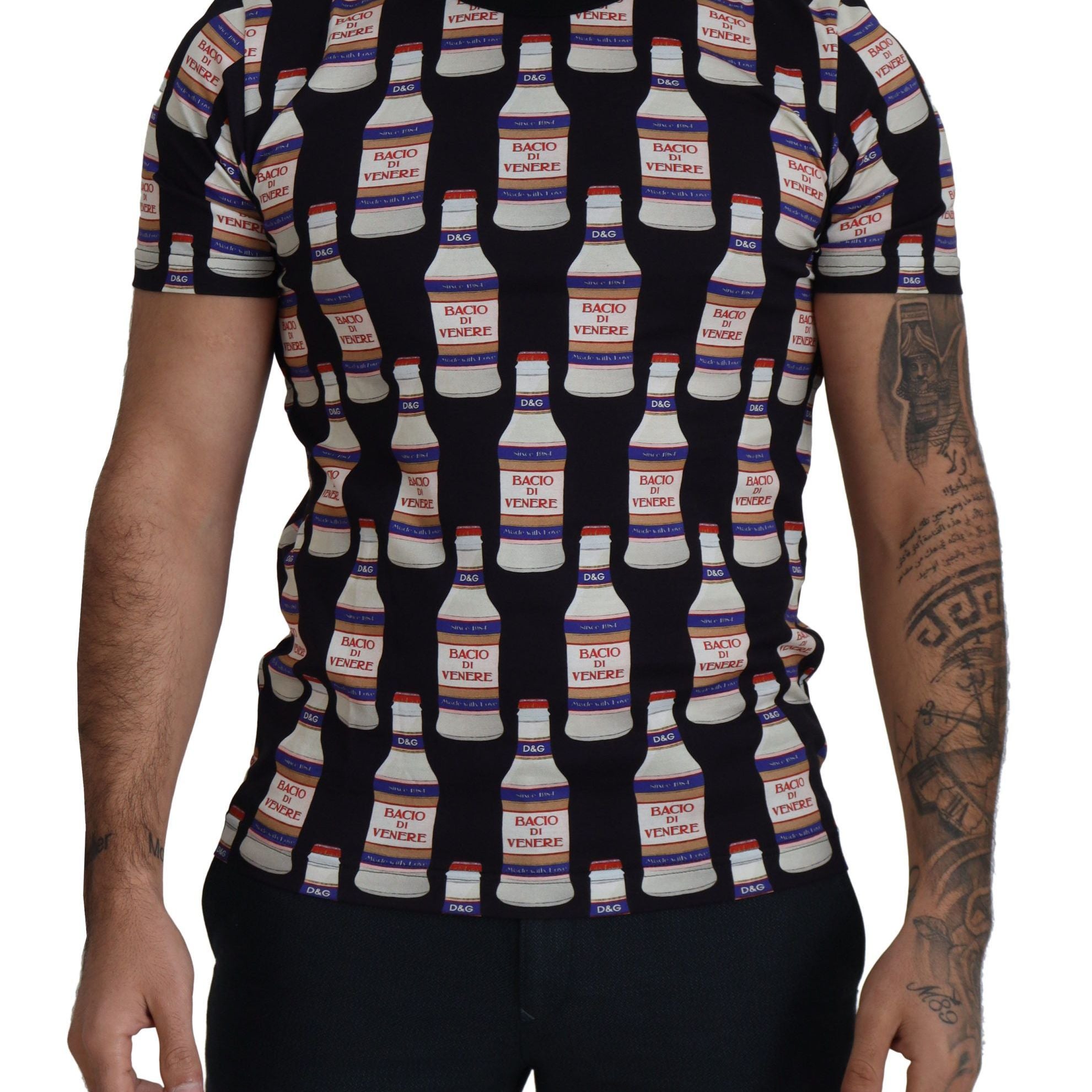 Dolce & Gabbana Black Bacio Di Venere Cotton Crew T-shirt