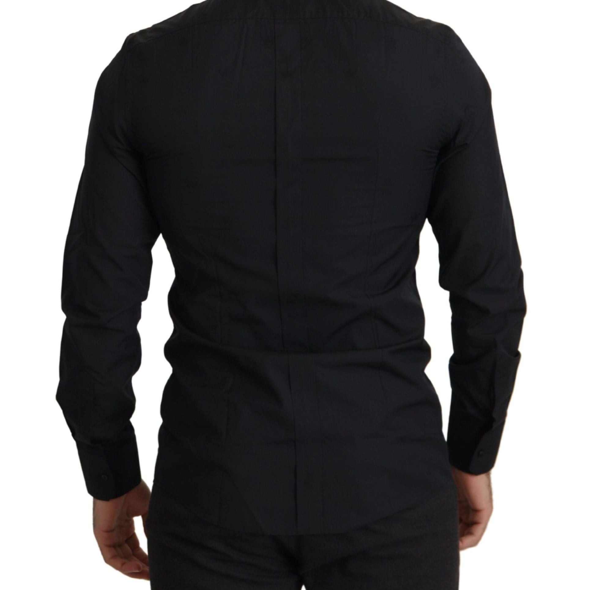 Dolce & Gabbana Black Cotton GOLD Slim Fit Dress Shirt