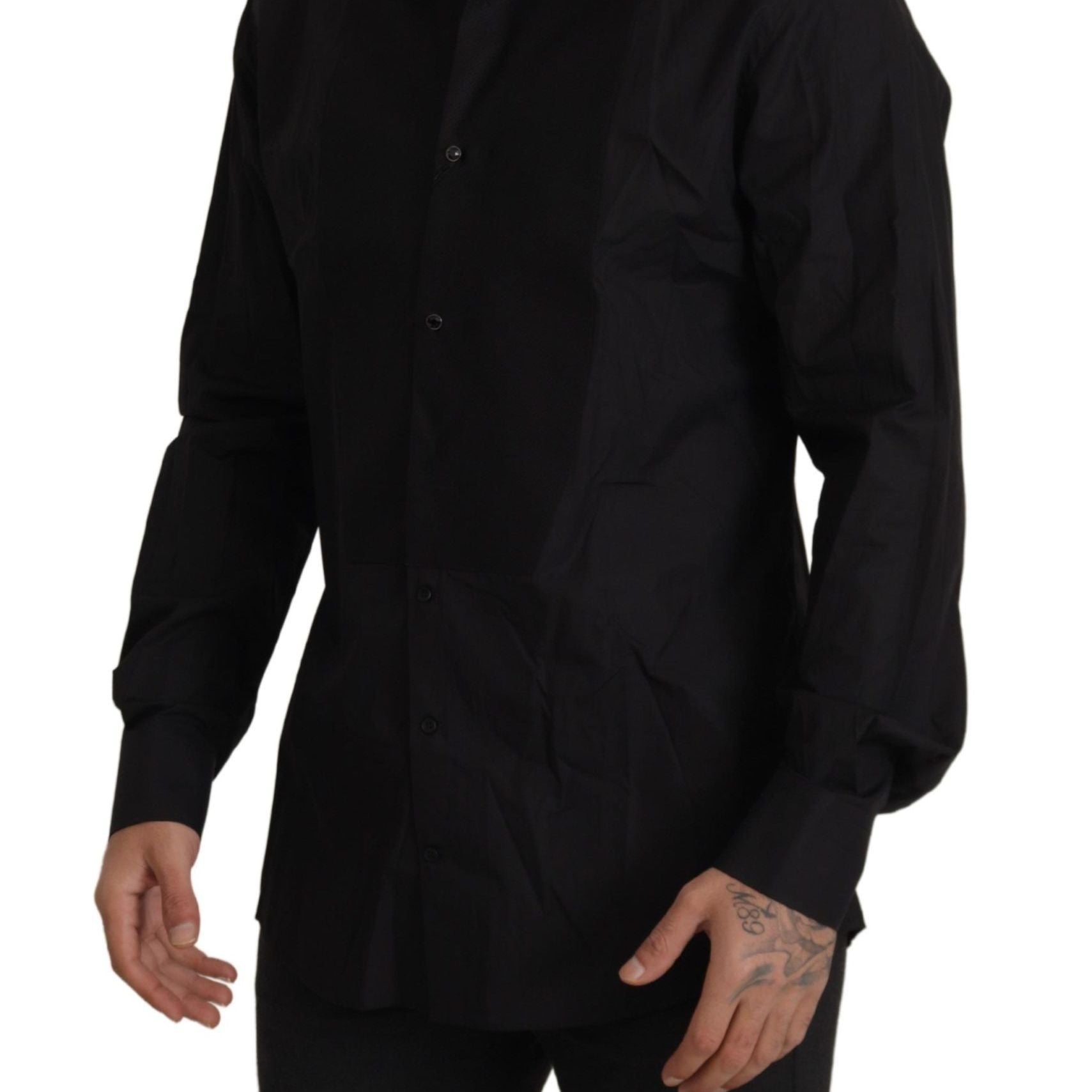 Dolce & Gabbana Black GOLD Slim Fit Tuxedo Dress Shirt