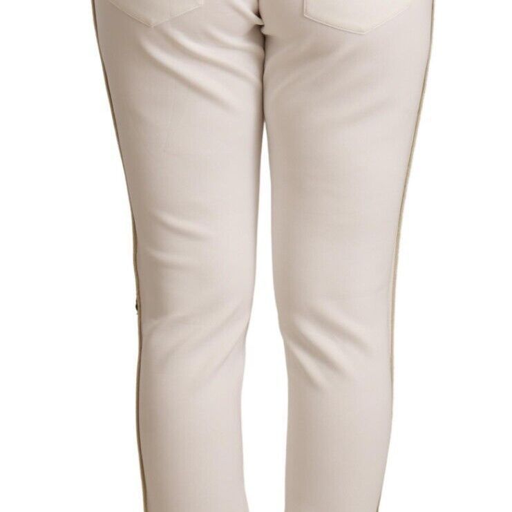 Patrizia Pepe White Polyester Mid Waist Jogger Pants