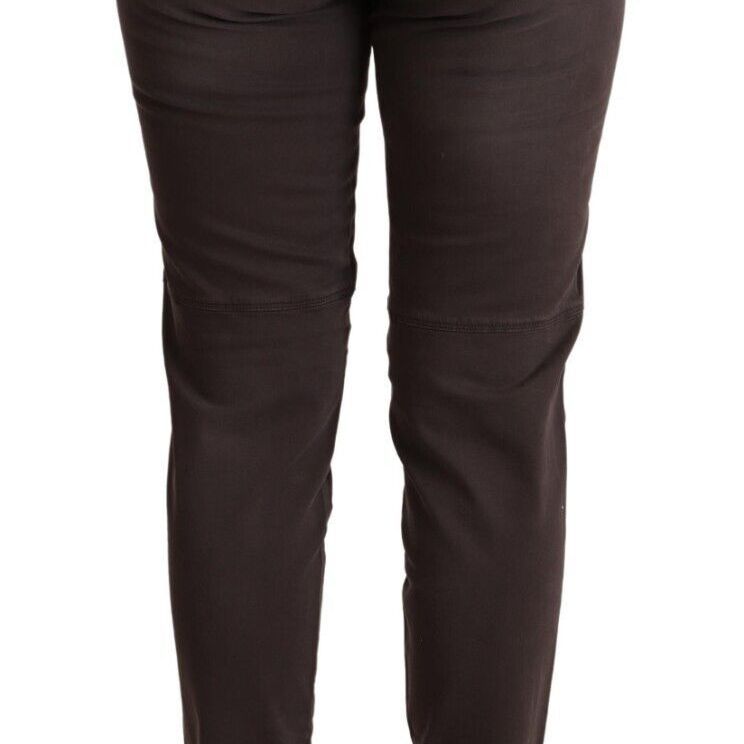 Ermanno Scervino Brown Cotton Low Waist Slim Fit Pants