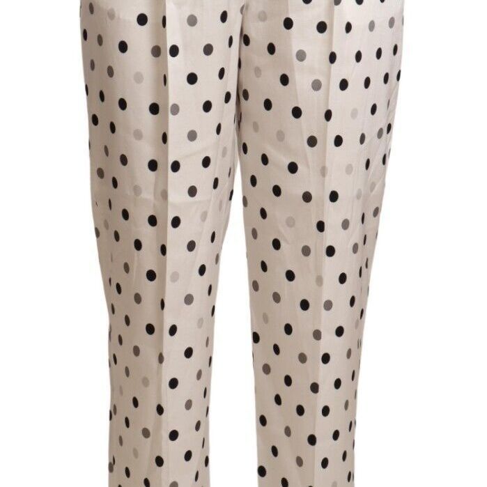 Ermanno Scervino White Polka Dotted High Waist Tapered Pants
