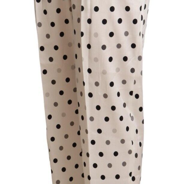 Ermanno Scervino White Polka Dotted High Waist Tapered Pants