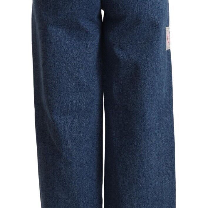 GCDS Blue Cotton High Waist Wide Leg Boot Cut Denim Jeans