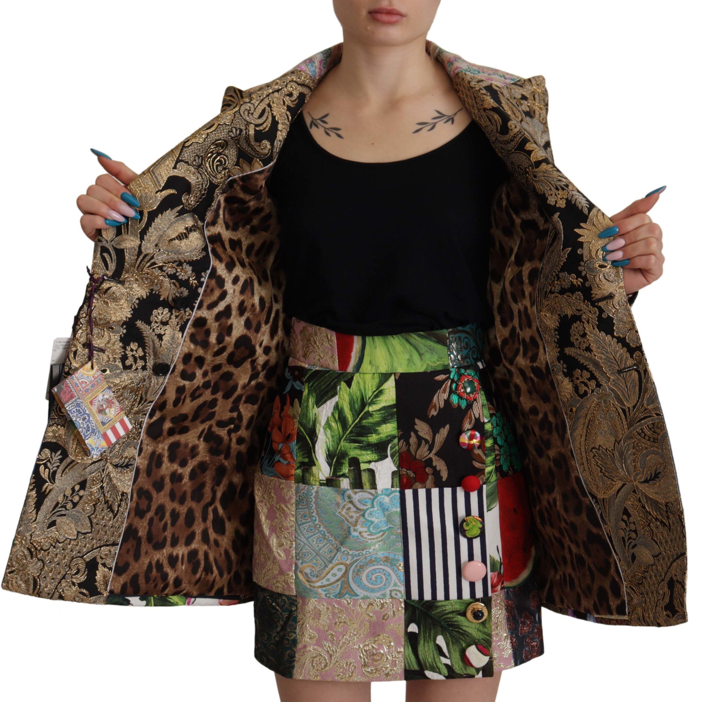 Dolce & Gabbana Multicolor Double-Breasted Patchwork Jacquard Blazer Jacket