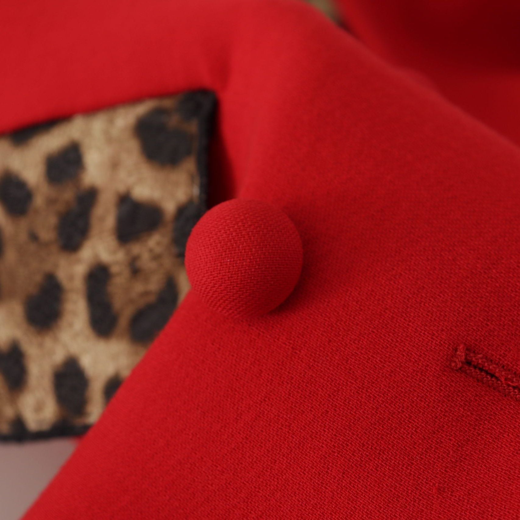 Dolce & Gabbana Red Leopard Wool Trenchcoat Jacket