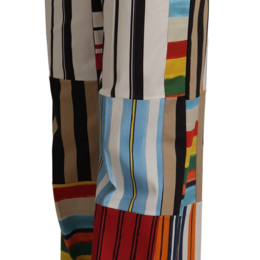Dolce & Gabbana Multicolor Striped High Waist Cotton Pants