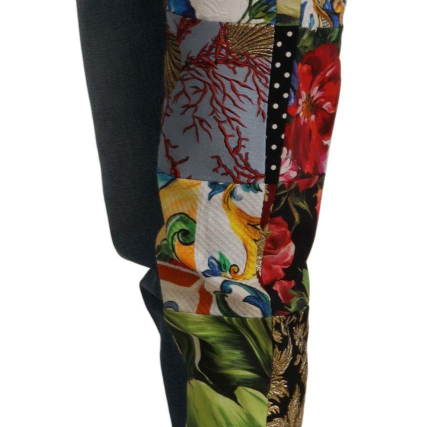 Dolce & Gabbana Blue Jeans Jacquard Majolica High Waist Pants