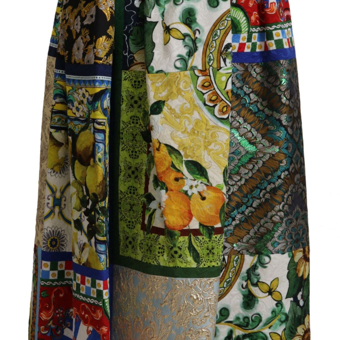 Dolce & Gabbana Multicolor Patchwork Sicily Long Maxi Skirt