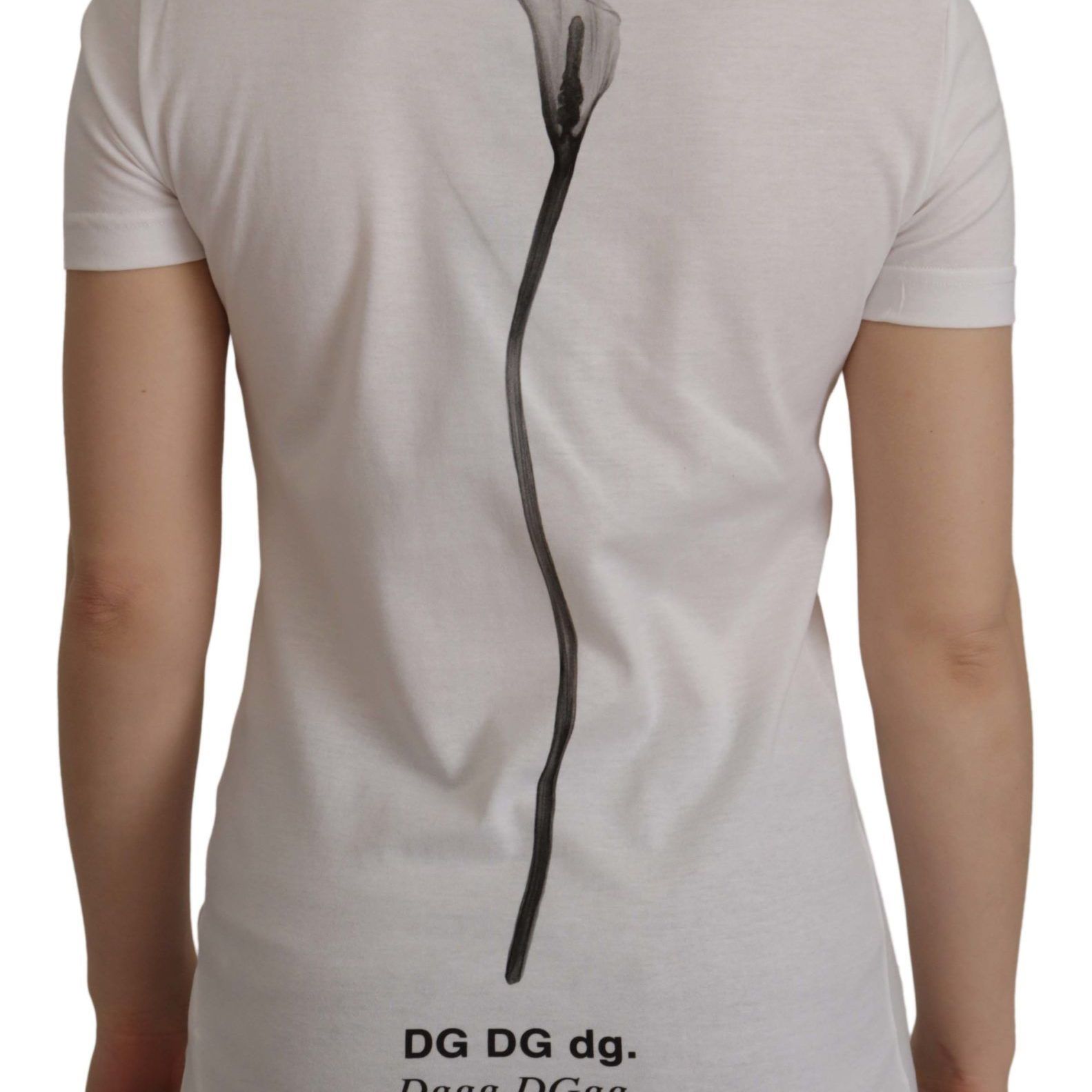 Dolce & Gabbana White Black Roses Crewneck Cotton T-shirt