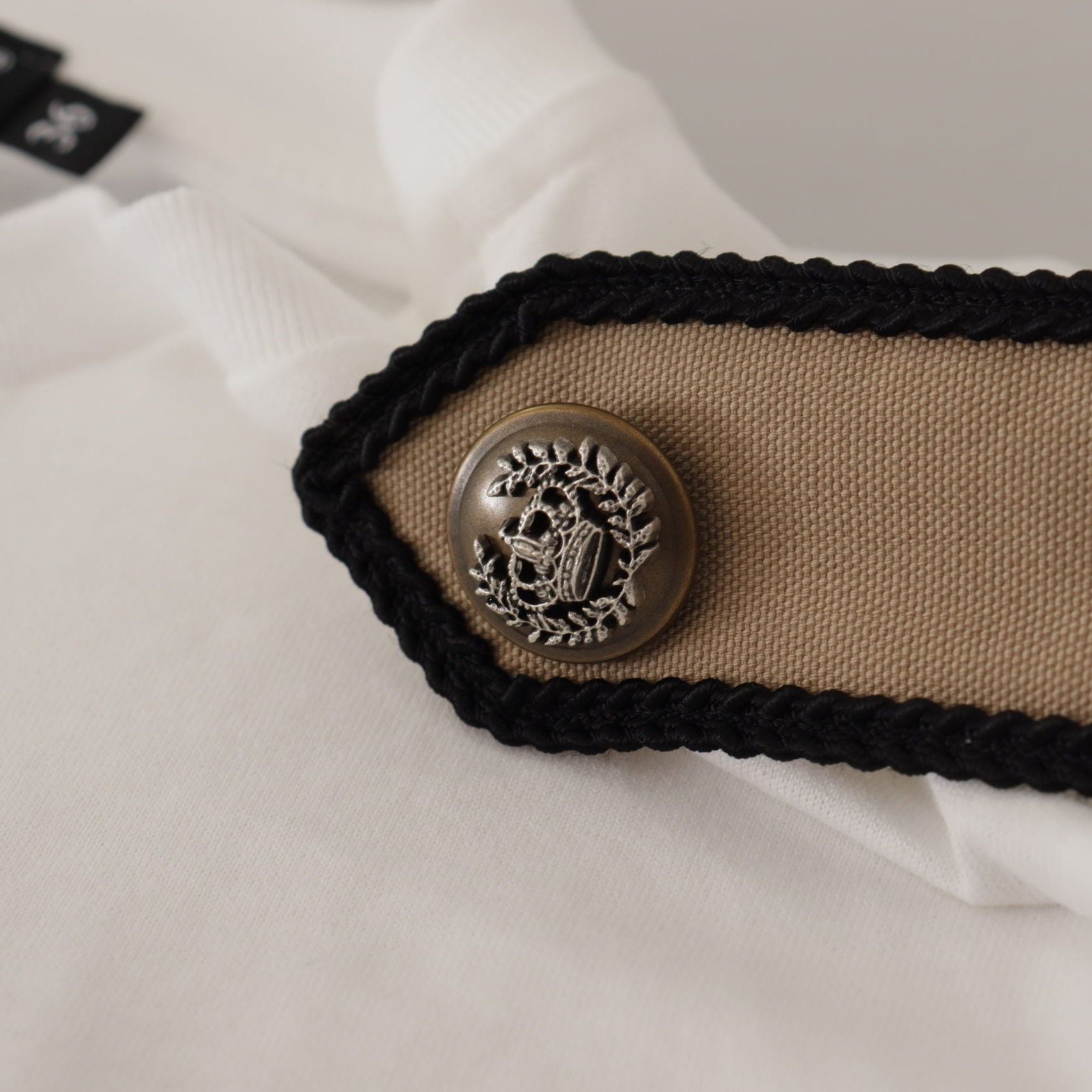 Dolce & Gabbana White Black Roses Crewneck Cotton T-shirt