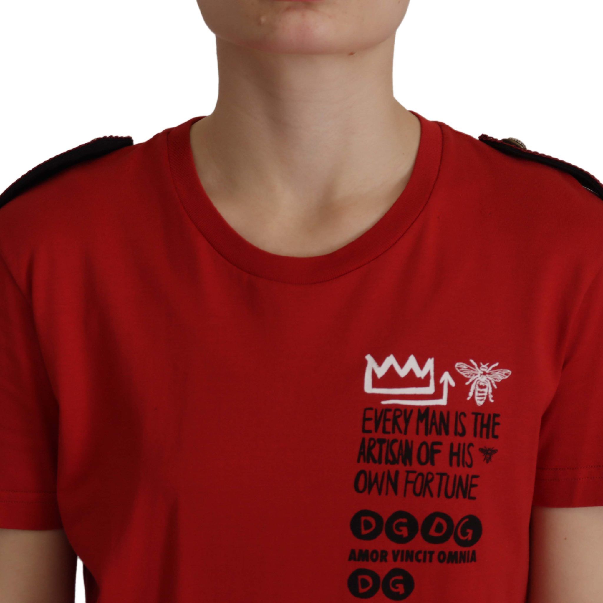 Dolce & Gabbana Red Amor Vincit Omnia Crewneck T-shirt