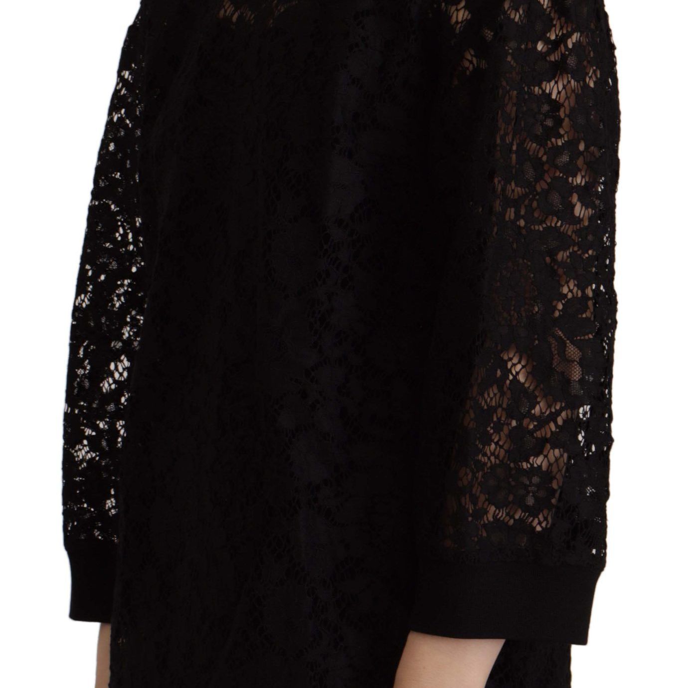 Dolce & Gabbana Black Floral Lace Pullover Sicily Blouse