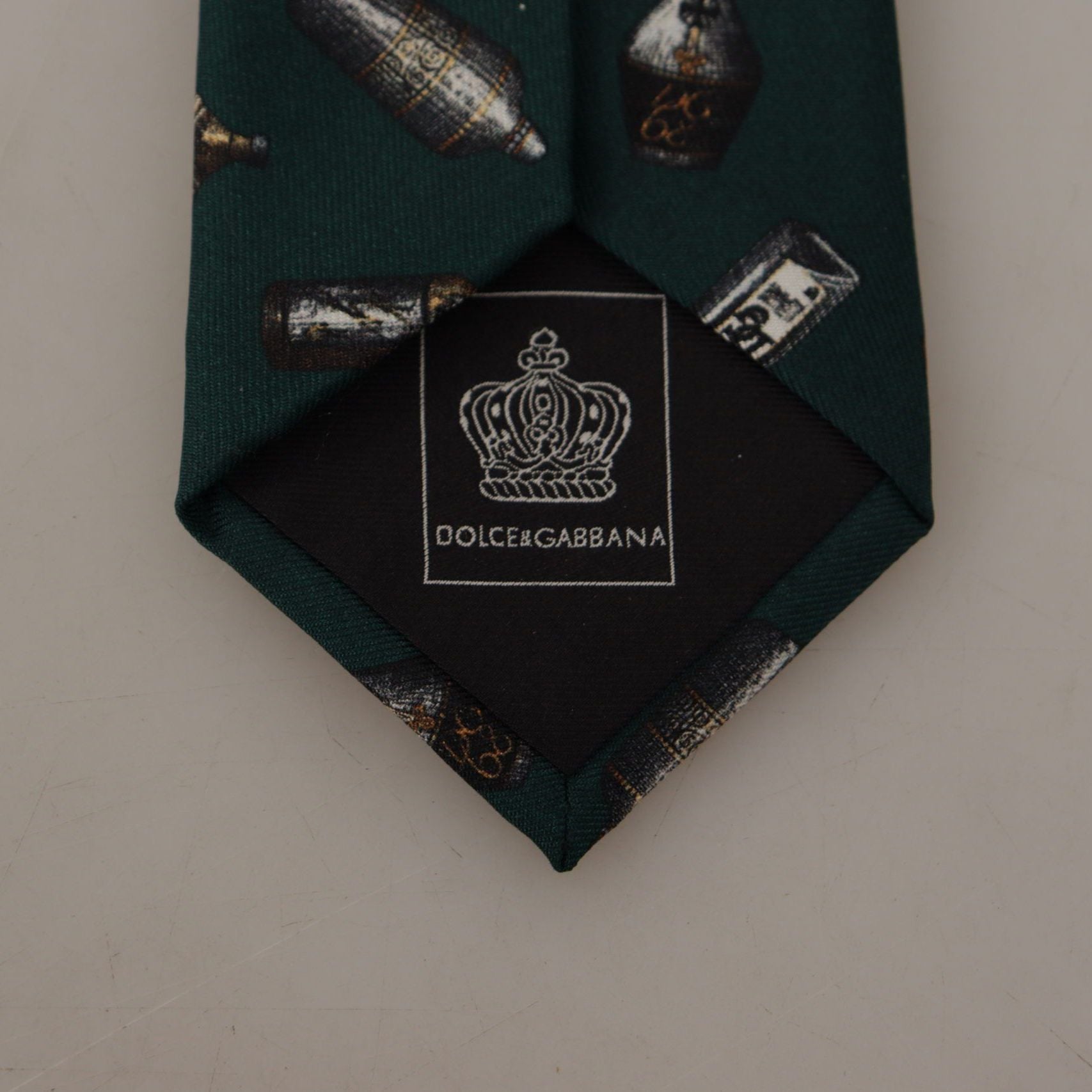 Dolce & Gabbana Black Bottle Fantasy Print Silk Adjustable Accessory Tie