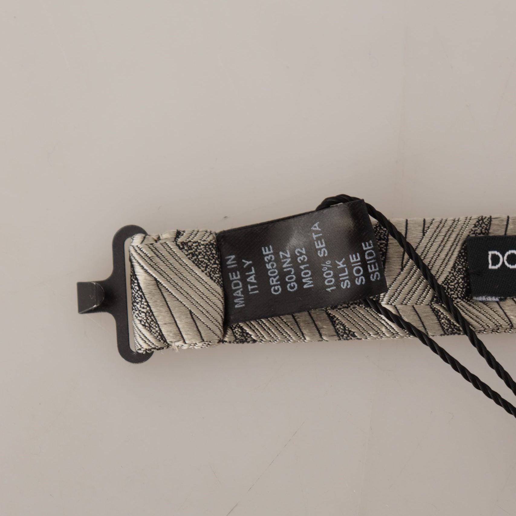 Dolce & Gabbana Gray 100% Silk Adjustable Neck Papillon Bow Tie