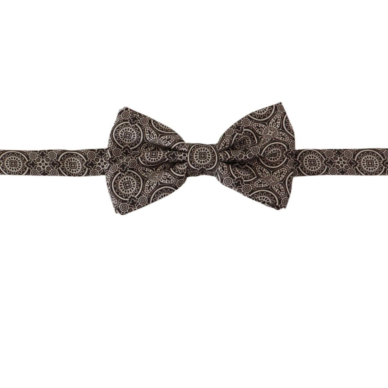 Dolce & Gabbana Black white 100% Silk Adjustable Neck Papillon Tie