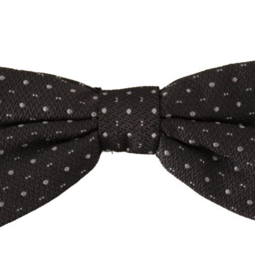 Dolce & Gabbana Gray Polka Dot 100% Silk Neck Papillon Tie