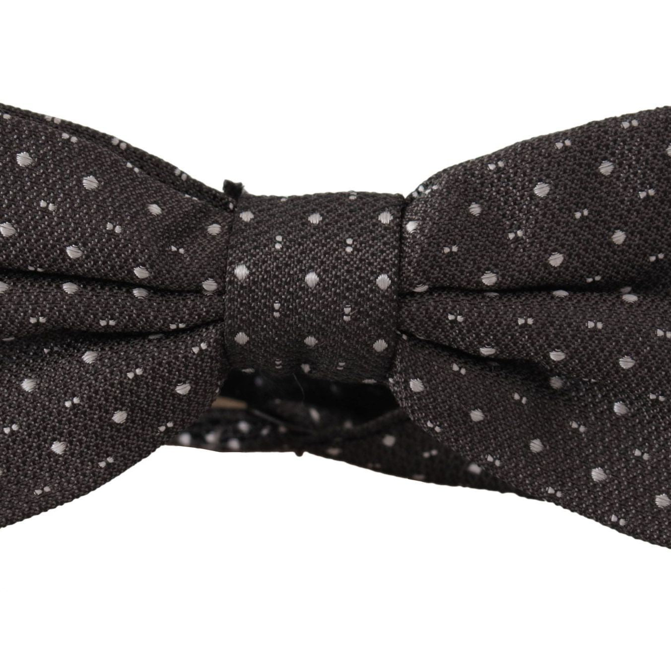 Dolce & Gabbana Gray Polka Dot 100% Silk Neck Papillon Tie