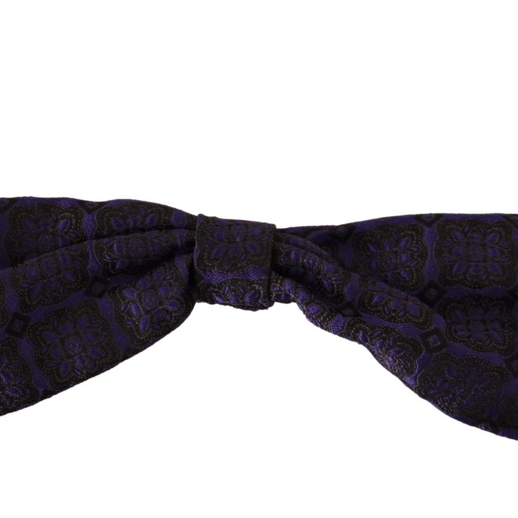 Dolce & Gabbana Blue Geometric Silk Adjustable Neck Papillon Tie