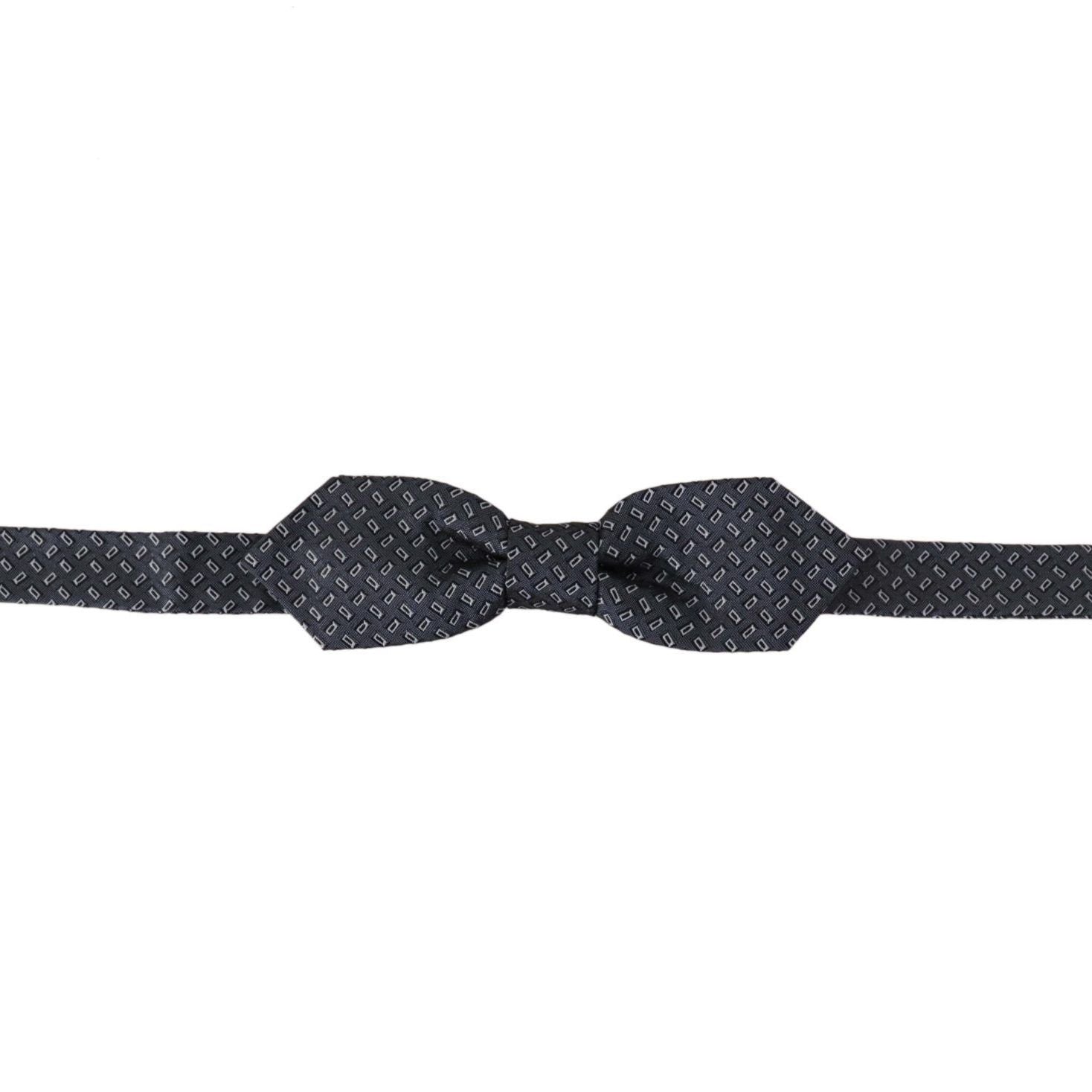 Dolce & Gabbana Blue Gray Polka Dot 100% Silk Neck Papillon Tie