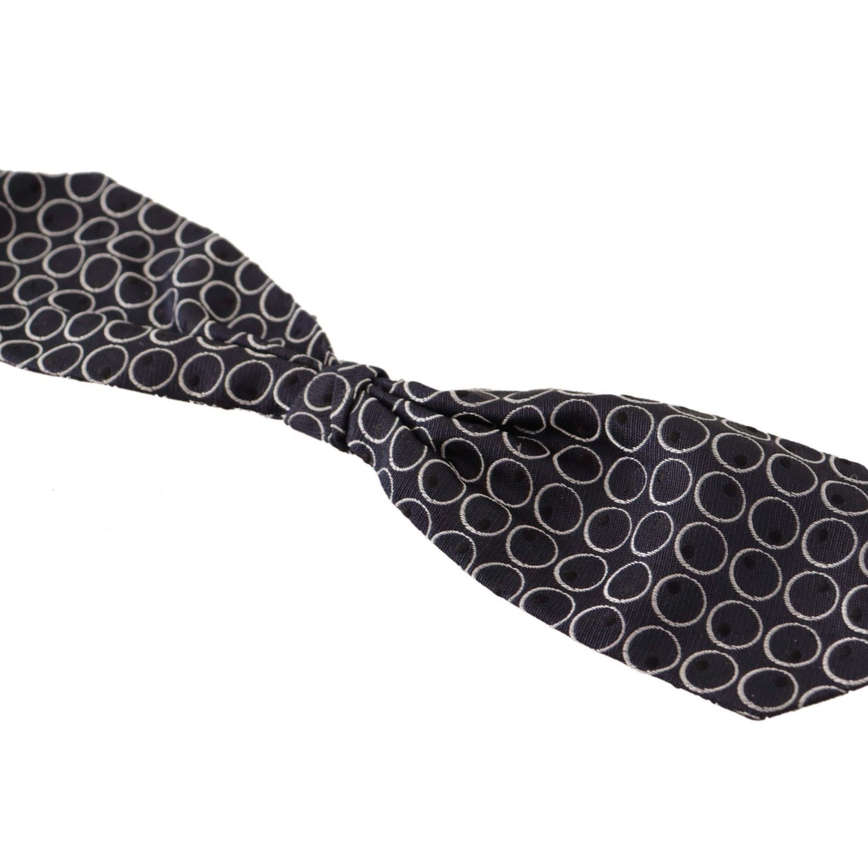 Dolce & Gabbana Black White Round 100% Silk Neck Papillon Tie