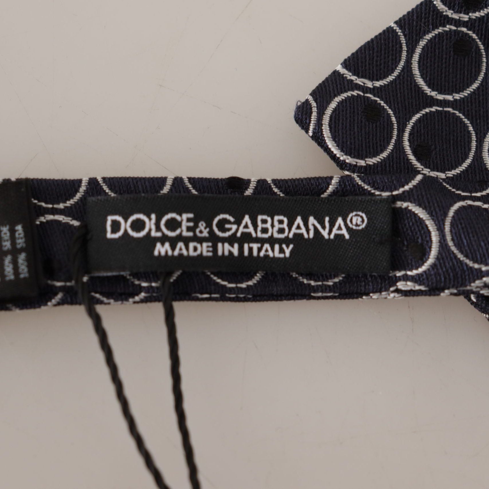 Dolce & Gabbana Black White Round 100% Silk Neck Papillon Tie