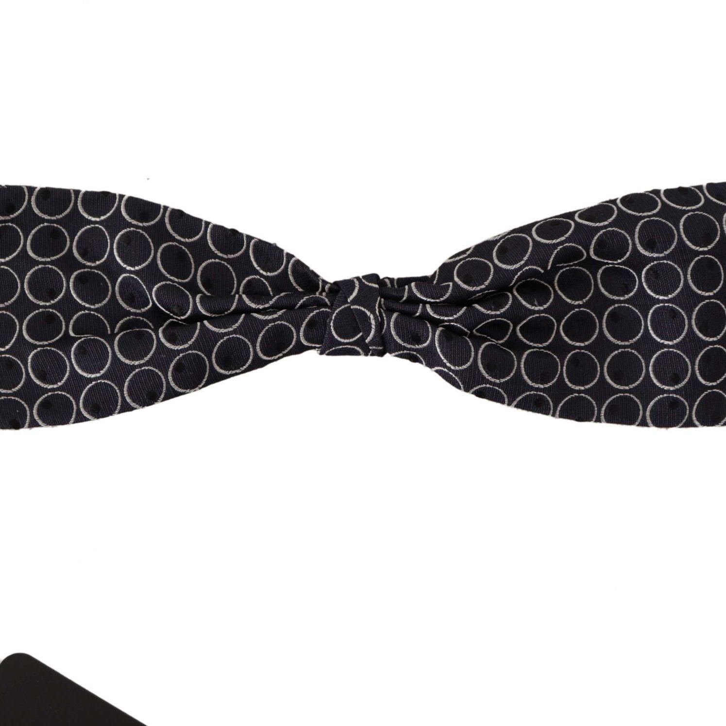 Dolce & Gabbana Black White Round 100% Silk Neck Papillon Tie